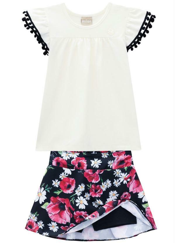 Vista 2 Conjunto Infantil Feminino Off White Milon Milon