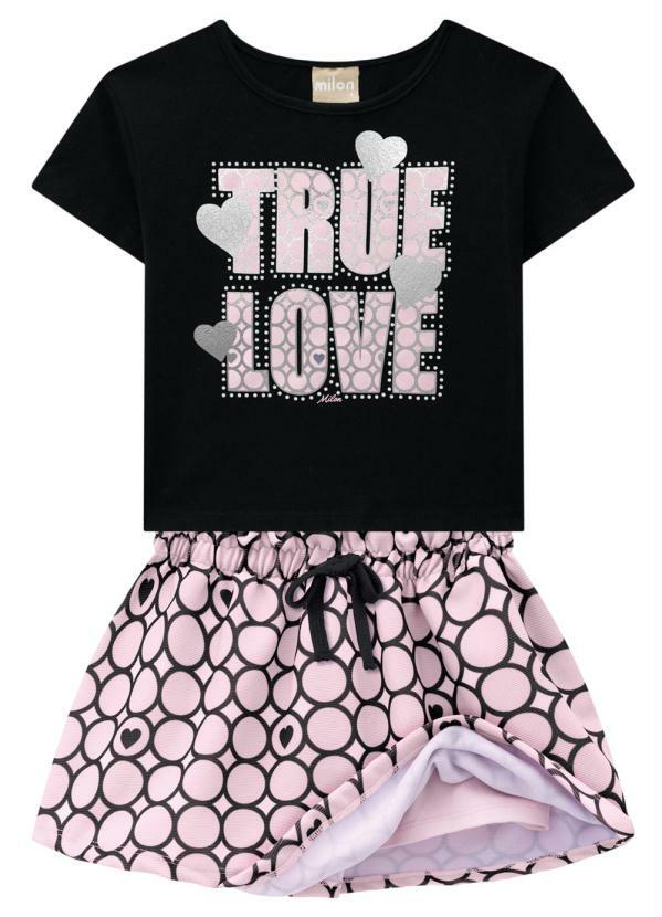 Vista 2 Conjunto Infantil Feminino Preto Milon Milon