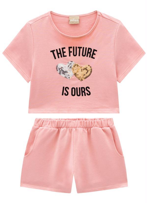 Vista 2 Conjunto Infantil Feminino Rosa Milon Milon