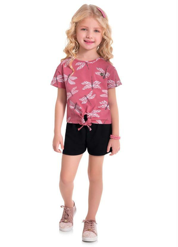 Vista 2 Conjunto Infantil Feminino Vermelho Milon Milon