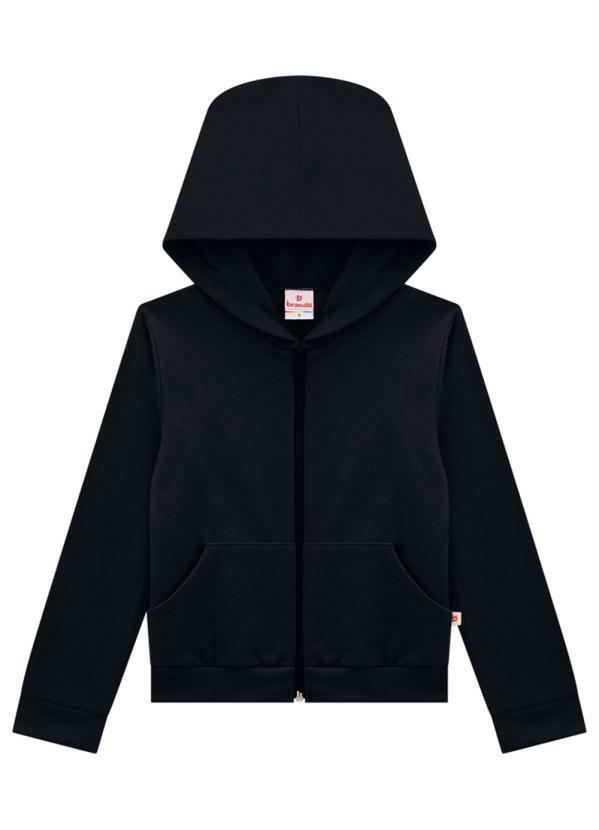 Vista 2 Jaqueta Infantil Menina Moletom Preto Brandili Brandili