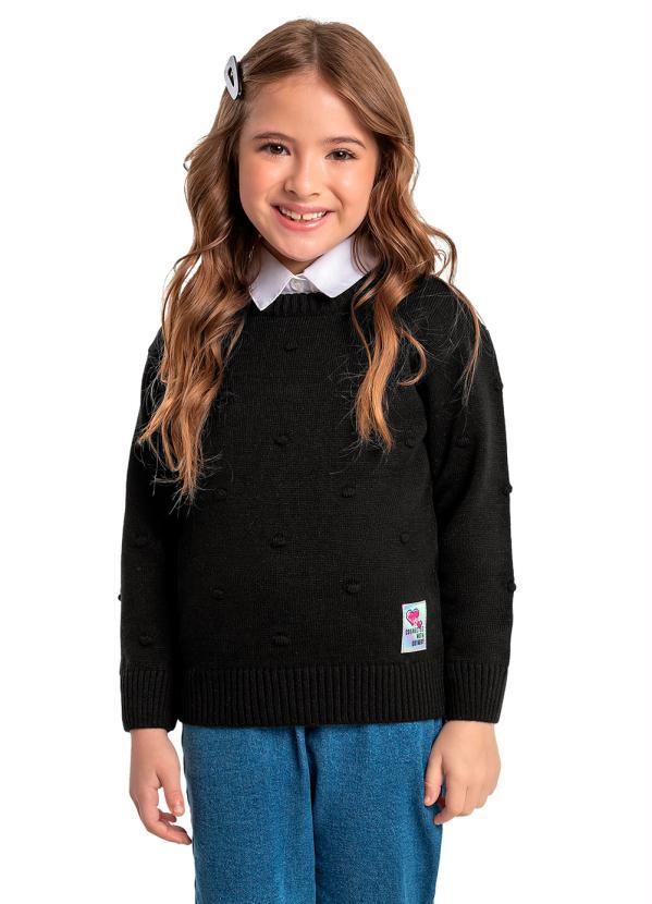 Blusão Menina Manga Longa em Tricot Preto
