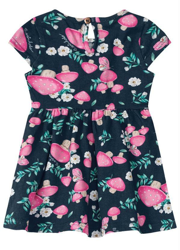 

Vestido Azul Marinho Godê Cogumelos