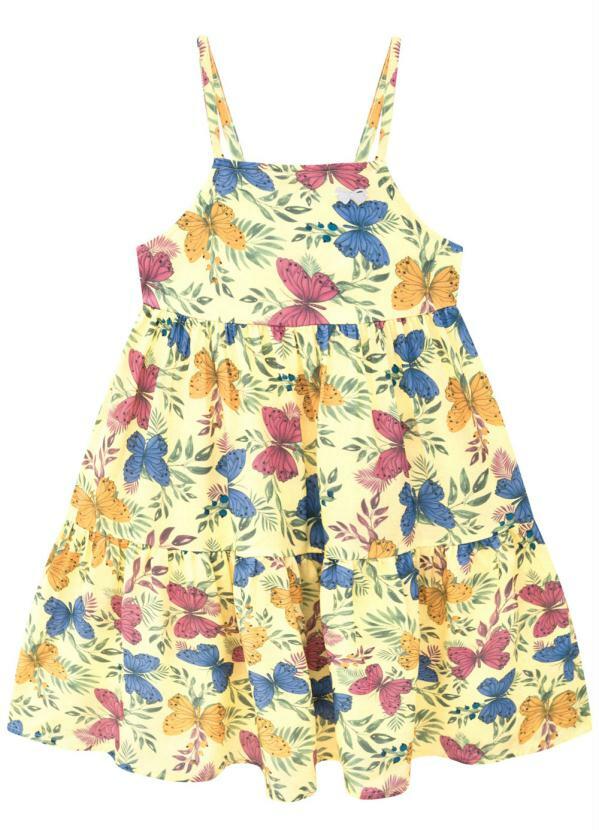 Vista 2 Vestido Infantil Amarelo Milon Milon