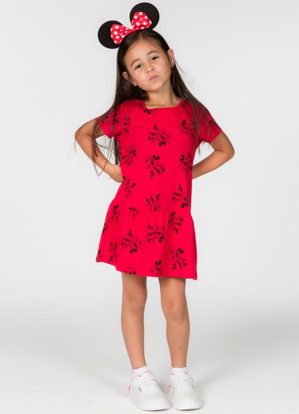 Vestido Infantil com Estampa Rotativa Vermelho