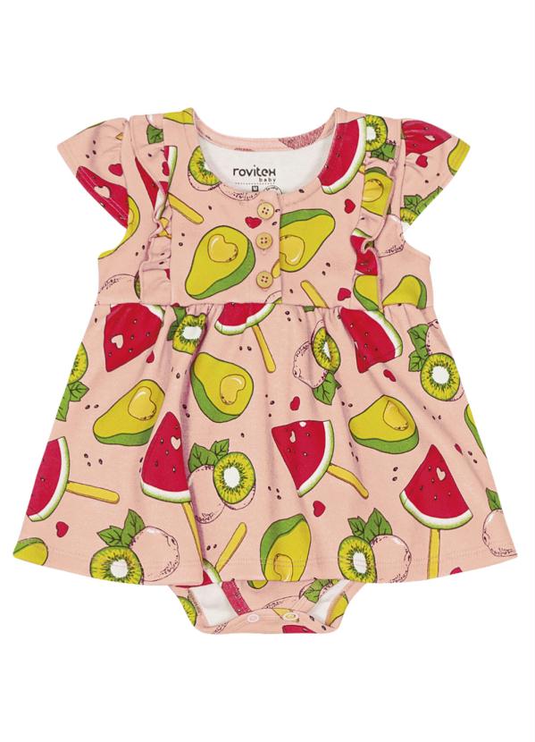 Vestido Infantil Frutinhas Rosa