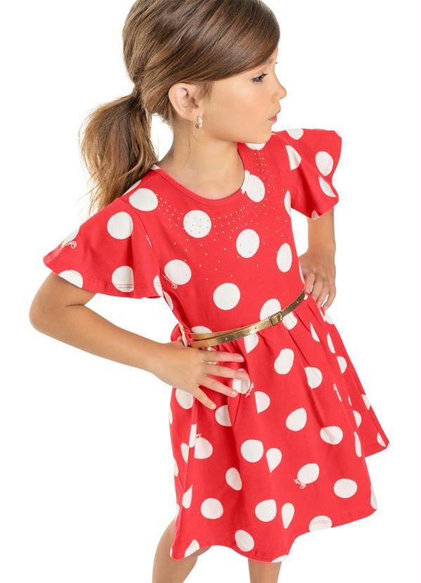 

Vestido Infantil Poá com Cinto Vermelho