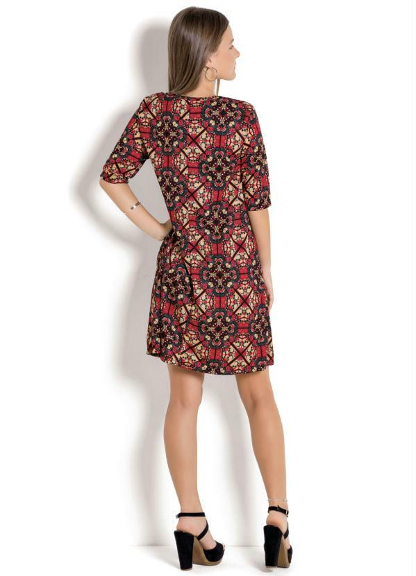 

Vestido Juvenil com Mangas 3/4 Estampada, Vermelho