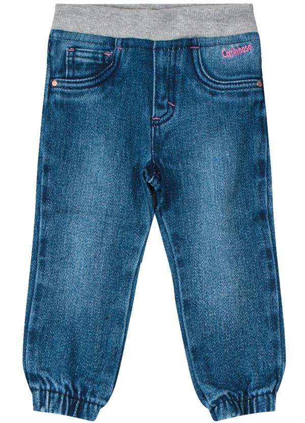 Calça Azul Jogger Jeans Estonado