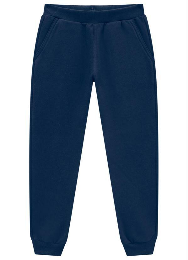 Calça Jogger Infantil Menino com Cor Lisa Azul