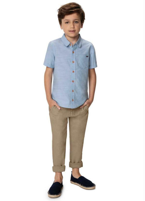 

Camisa Azul Claro em Algodão Menino