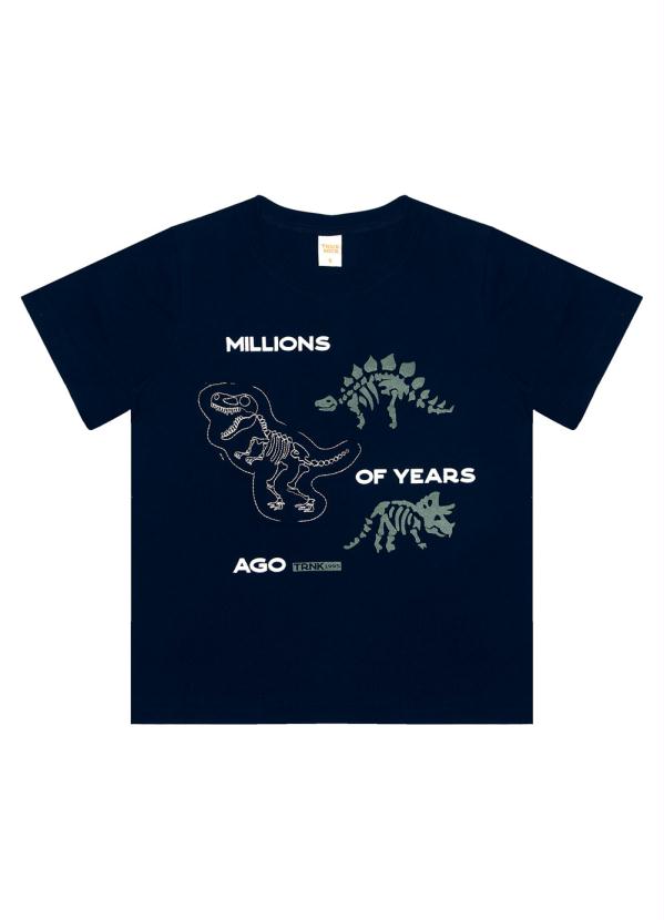 Camiseta Estampada Dinossauros Azul