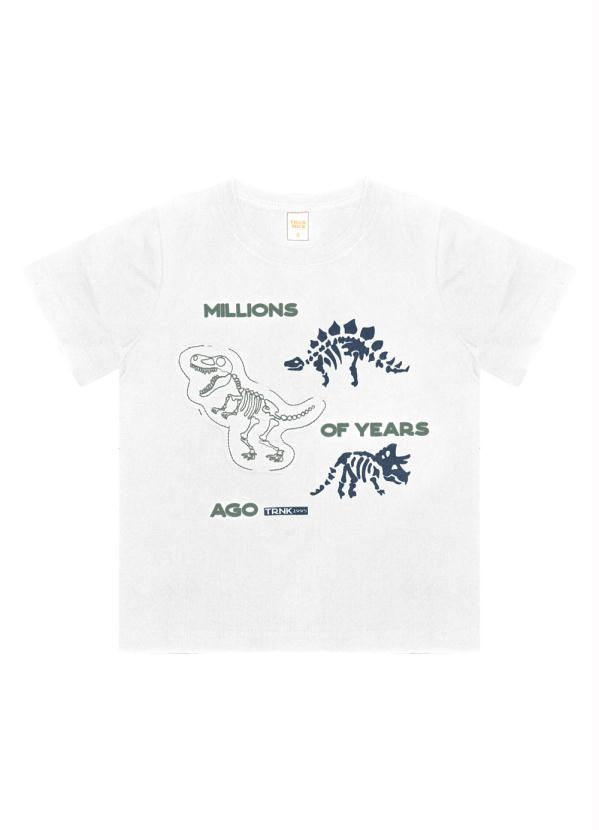 Camiseta Estampada Dinossauros Branco