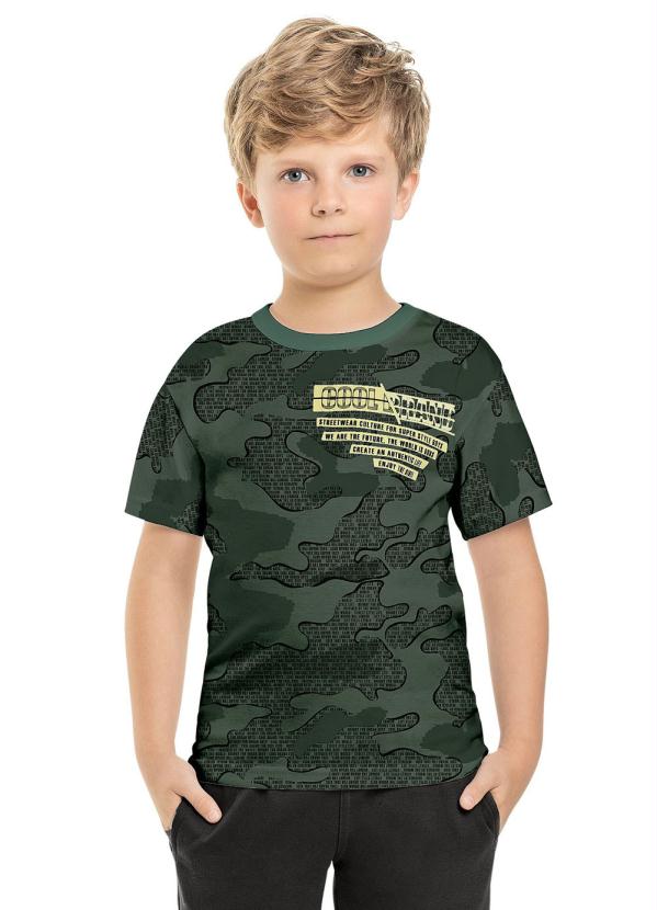 Camiseta Infantil Camuflada Verde
