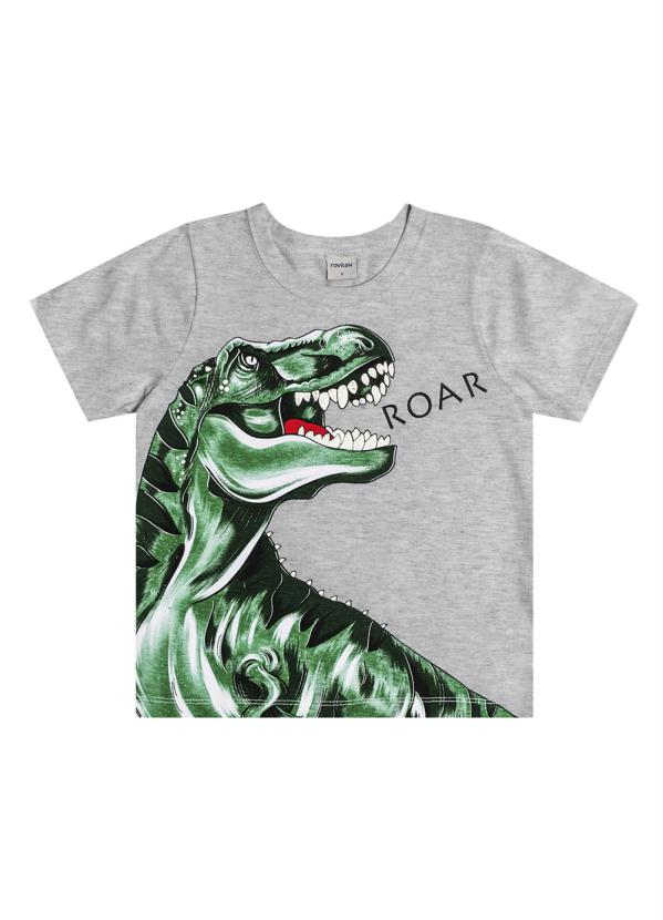 Rovitex Kids - Camiseta infantil dinossauro cinza