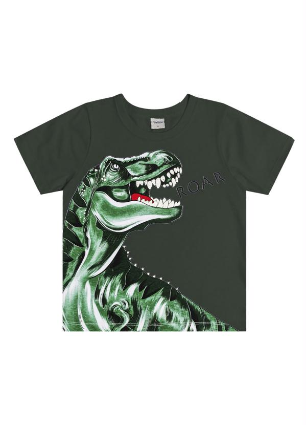 

Camiseta Infantil Dinossauro Verde