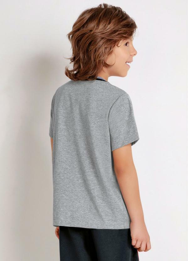 

Camiseta Infantil Mescla com Estampa Frontal, Cinza