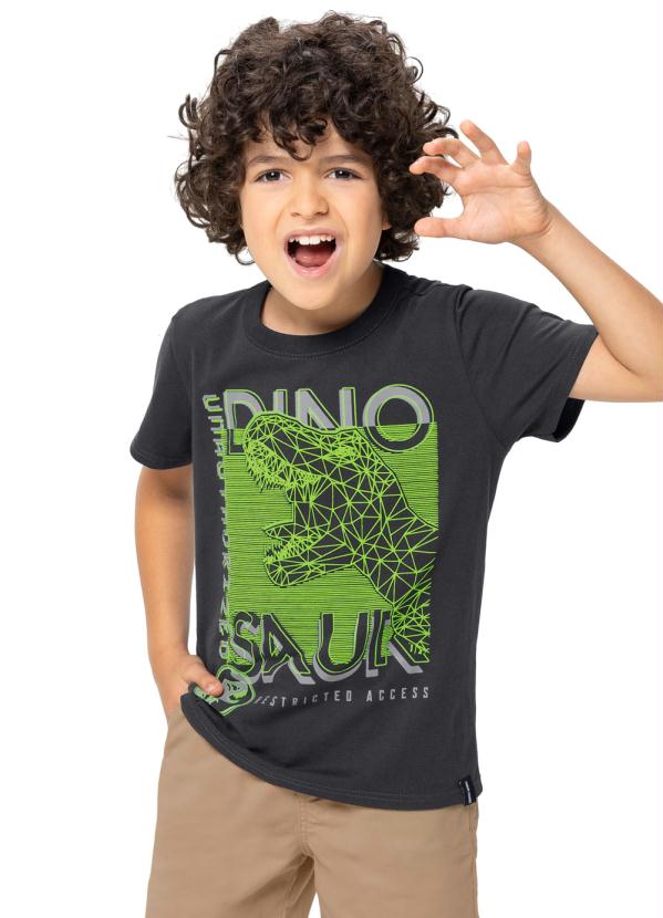 Camiseta Preta Jurassic World Dinosaur Menino