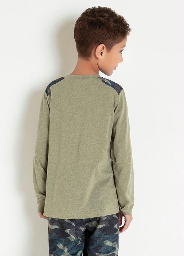 Camiseta Infantil Verde Militar com Bolso