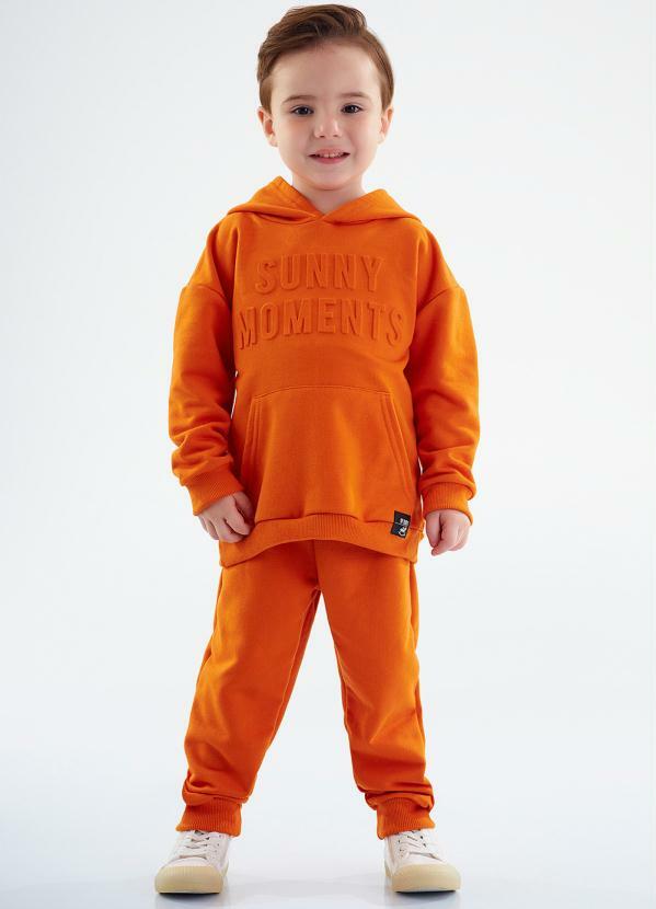 Conjunto Infantil Menino Blusão e Calça Laranja