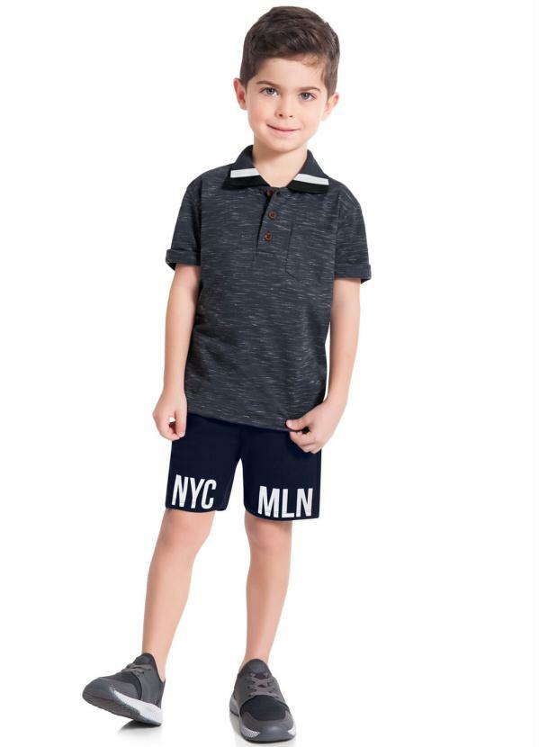 Vista 2 Conjunto Infantil Masculino Cinza Milon Milon