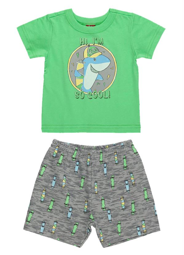 Conjunto Menino Bebê Camiseta e Bermuda Verde