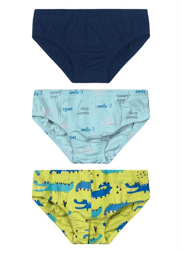 Brandili - Kit cuecas infantil menino em malha azul