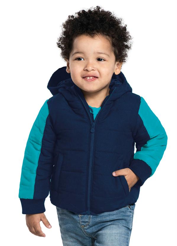 Jaqueta Infantil Masculina com Capuz Azul