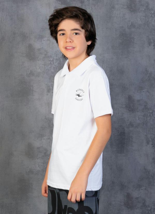 Camisa Polo Juvenil Branca com Mangas Curtas