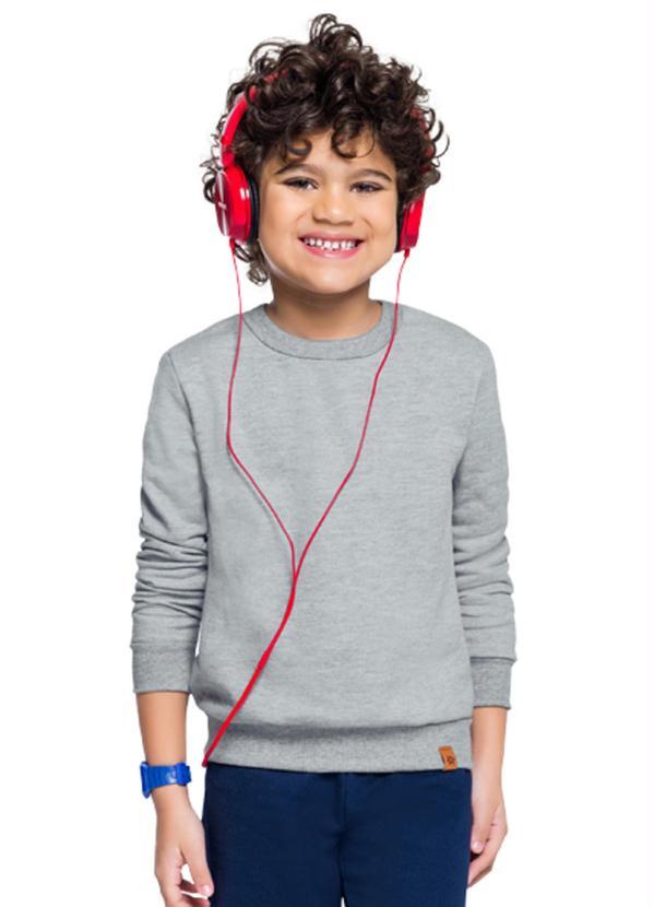 Vista 2 Blusão Infantil Menino Moletom Cinza Brandili Brandili