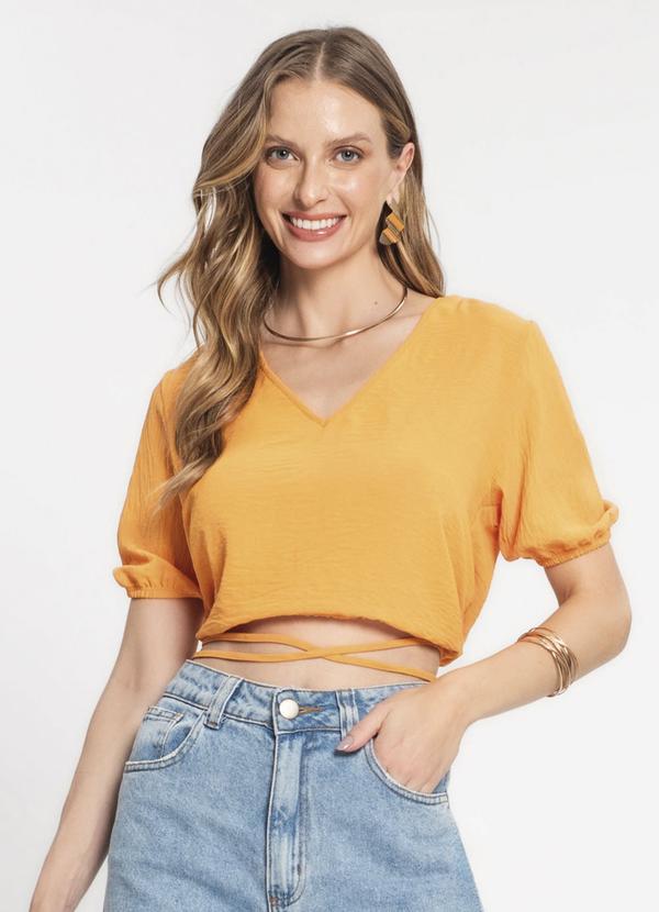 Blusa Cropped Feminina Decote V Marrom