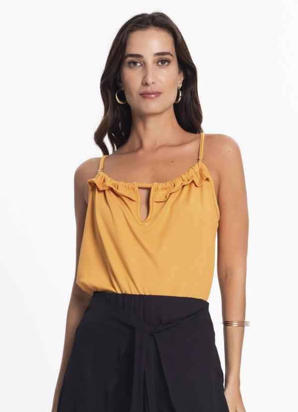 Blusa de Alça Feminina com Babado Marrom