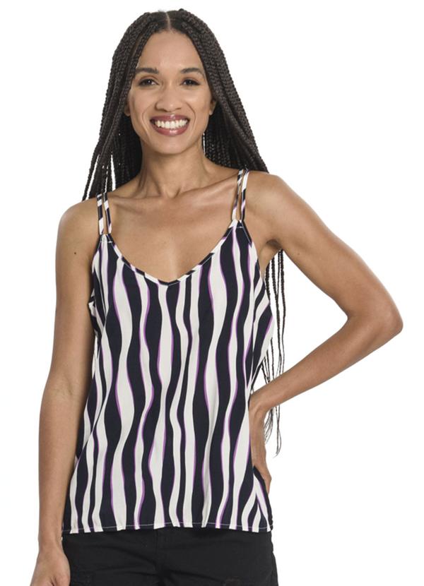 Blusa de Alça Feminina Estampada Azul