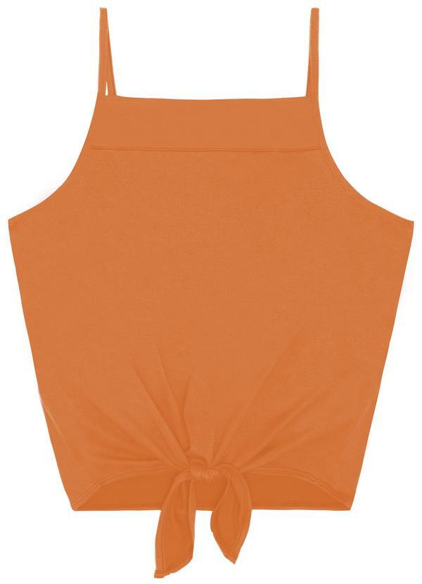 Blusa de Alça Semi Acabada Malha Delicate Laranja