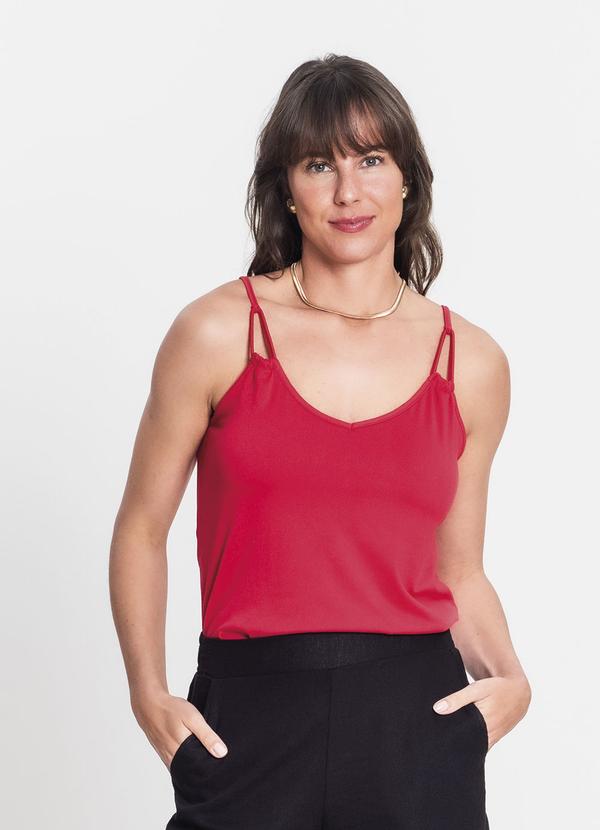 Blusa de Alça Semi Acabada Malha Delicate Vermelho