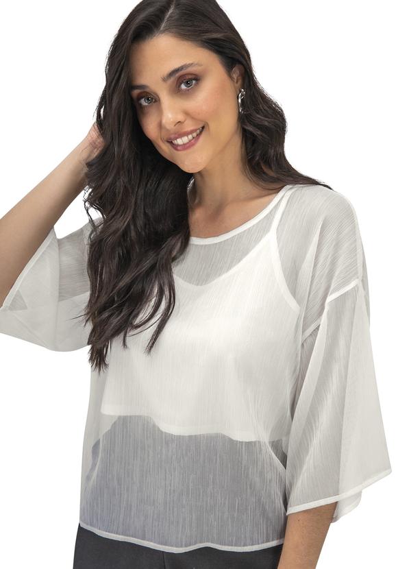 Blusa Feminina com Cropped Chiffon Bege