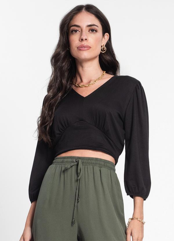 Blusa Feminina Manga 3/4 Preto
