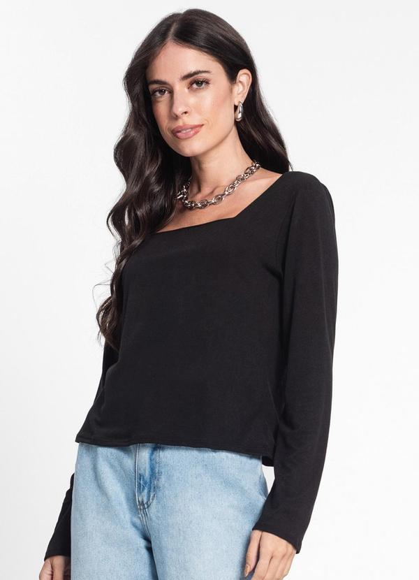 Blusa Feminina Manga Longa Preto