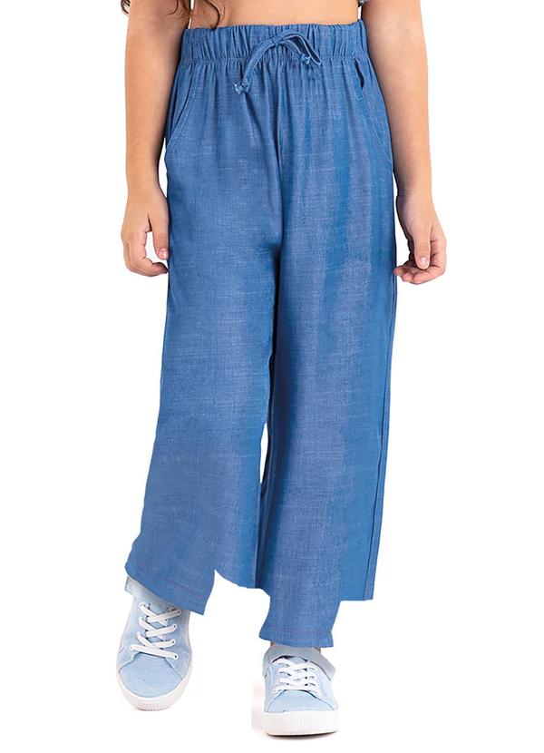 Calça Infantil Feminina Wide Leg Azul
