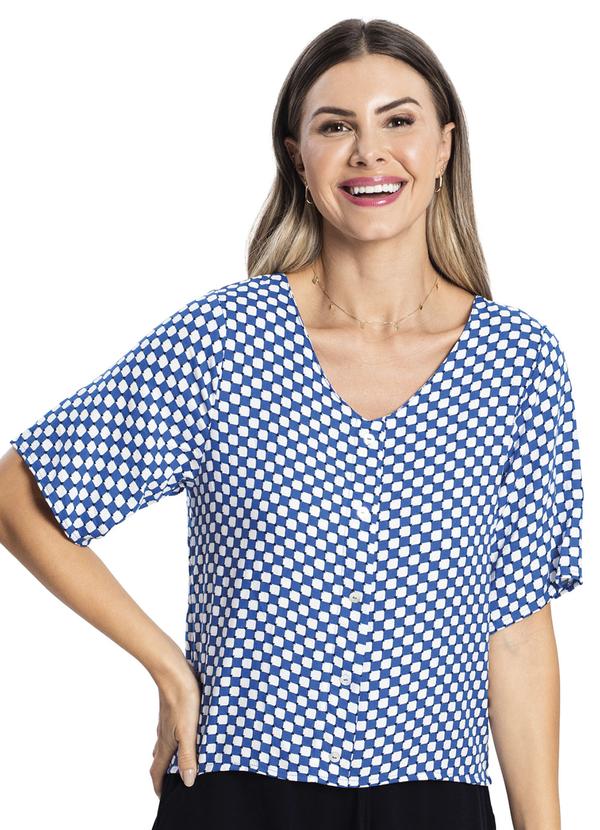 Camisa Feminina Viscose Creponada Azul