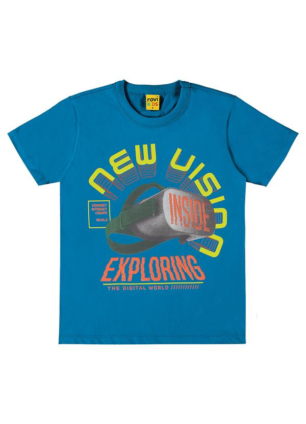 Camiseta Infantil em Meia Malha Azul