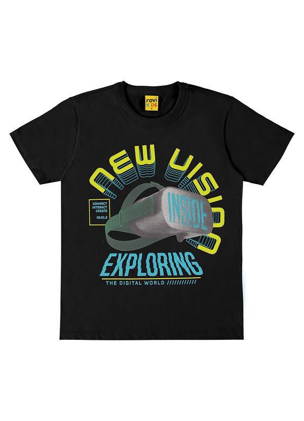 Camiseta Infantil em Meia Malha Preto