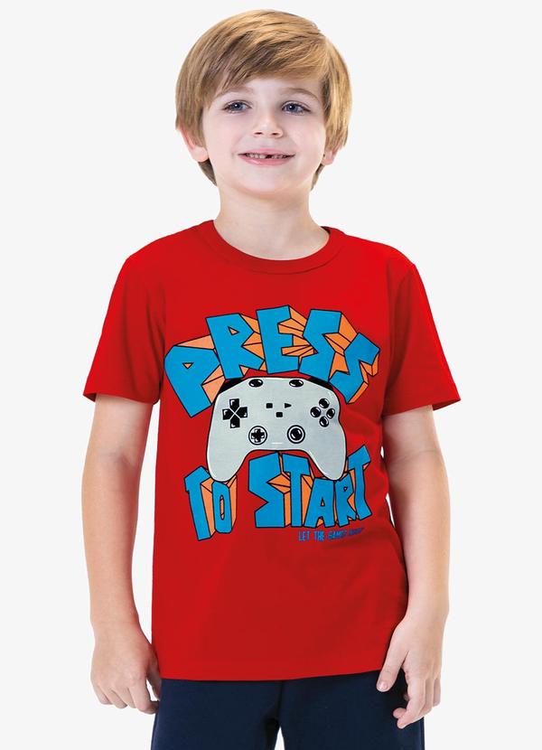 Camiseta Infantil Masculina Estampada Vermelho