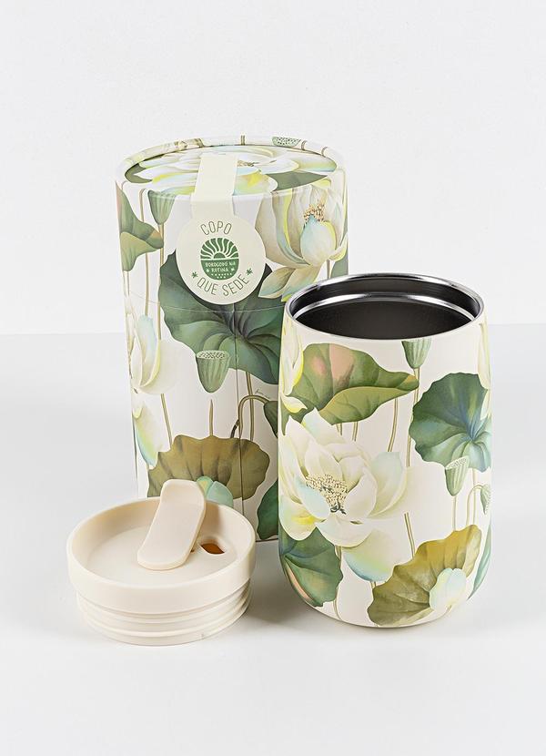 Copo que Sede Flor de Lótus Cinza