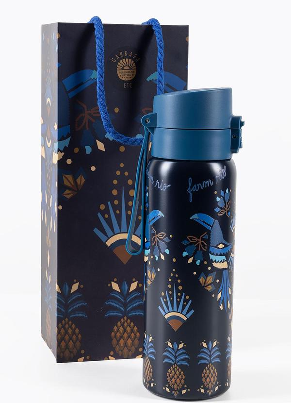 Garrafa Etc 650 Ml Lenço Magia Tropical Azul