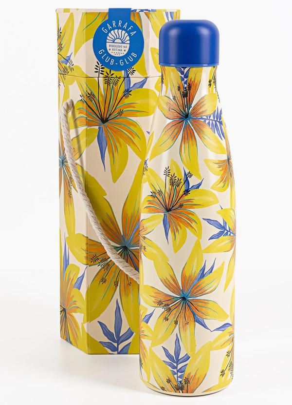 Garrafa Glub Glub 500 Ml Floral Sara Amarelo