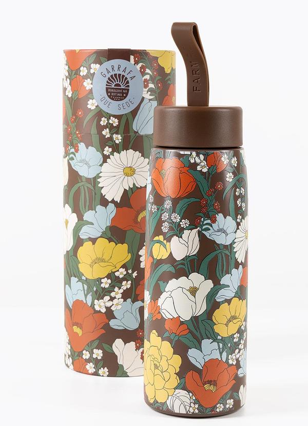 Garrafa que Sede 500 Ml Floral Bucólico Marrom