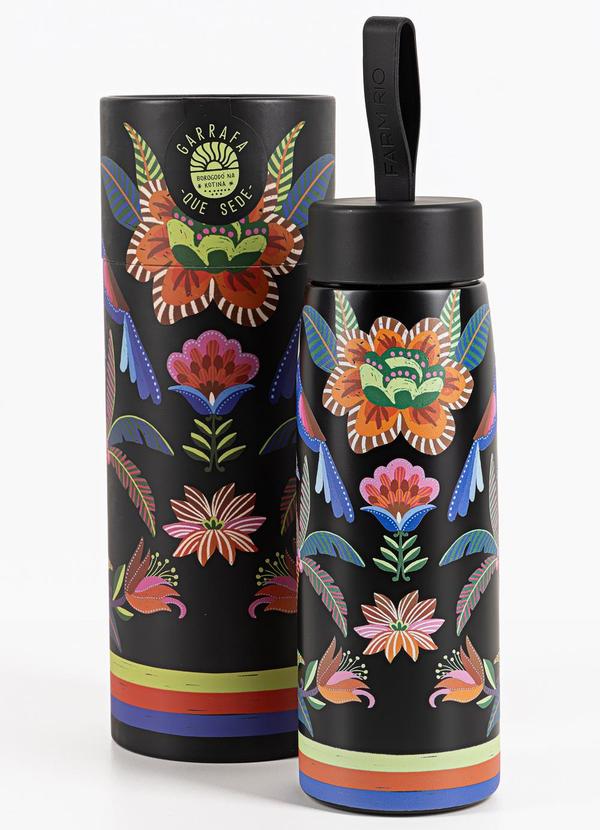 Garrafa que Sede 500 Ml Jardim Tropical Preto