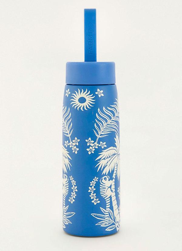 Garrafa que Sede 500 Ml Lenço Tropical Azul