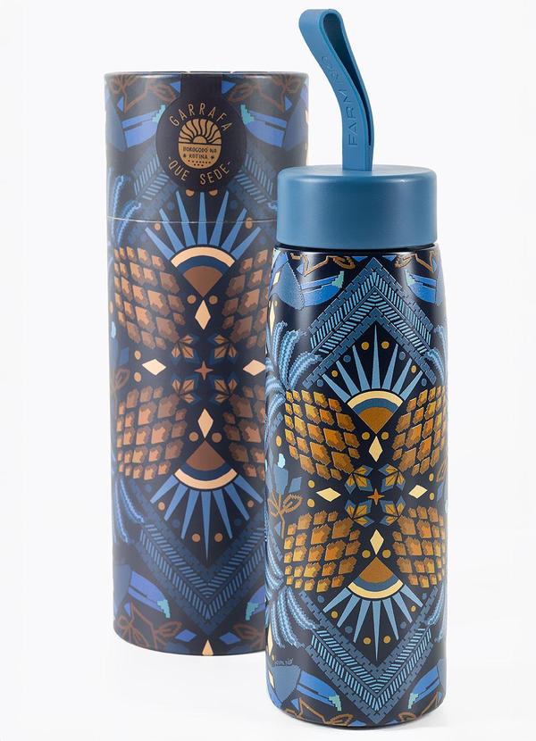 Garrafa que Sede 500ml Lenço Magia Tropical Azul